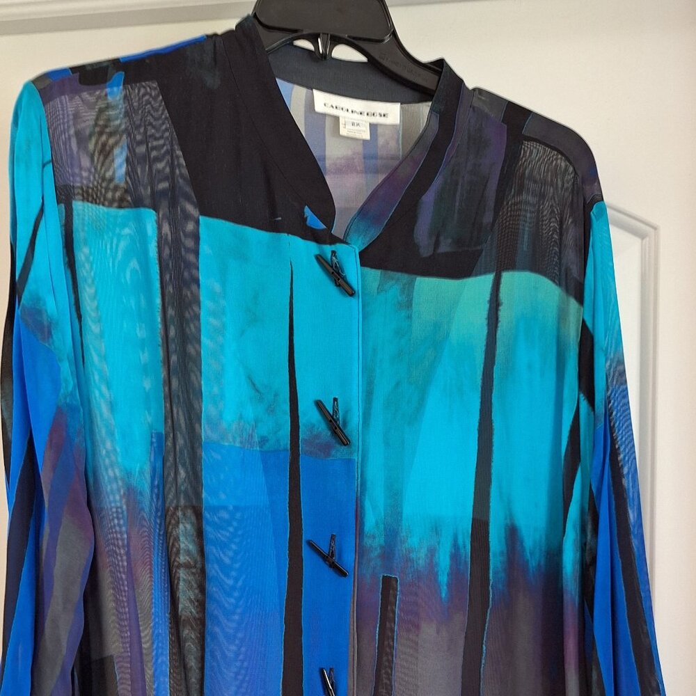 CAROLINE ROSE – Plus size—2X— Women multi/blue/black abstract print
